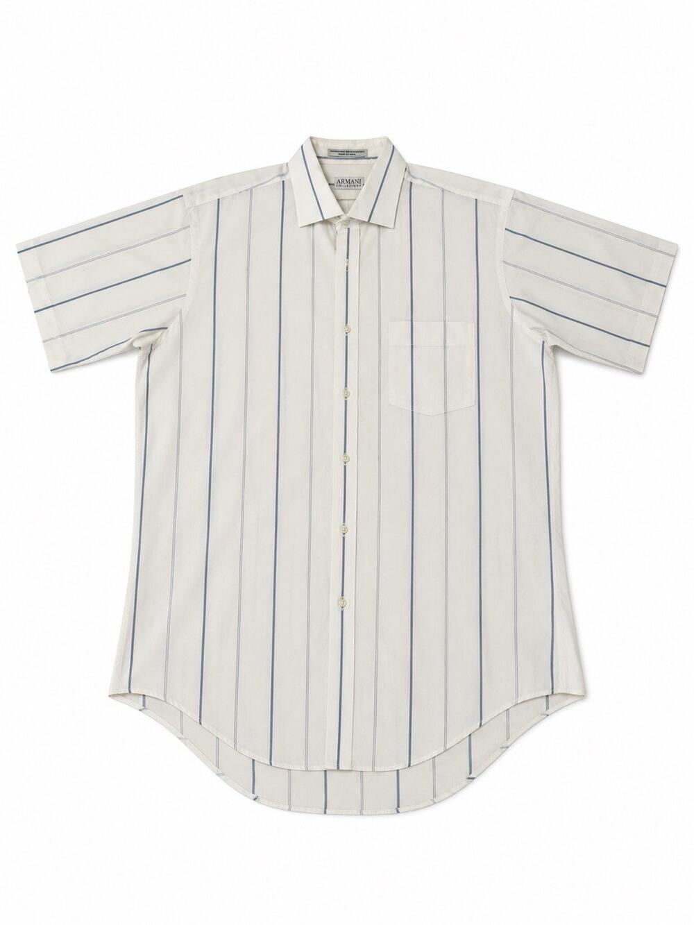 Vintage Arrow Bradstreet Men’s Large Shirt White Blue Stripe Short Sleeve
